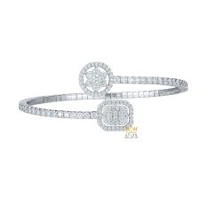 Vòng tay vàng trắng Au750 đính kim cương