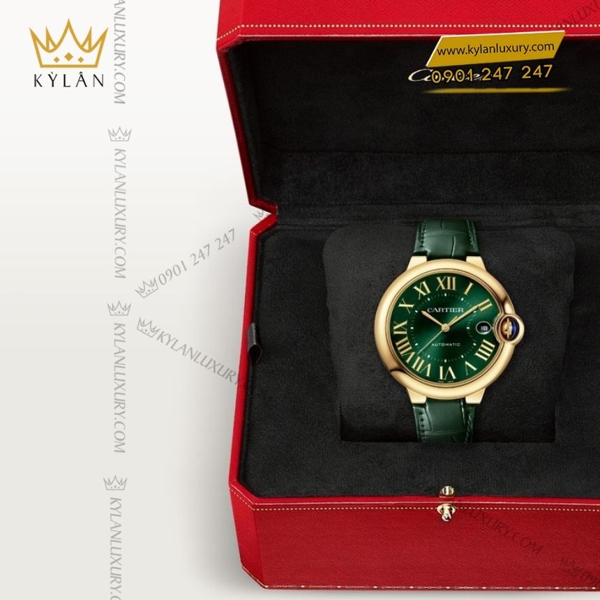 Kỳ Lân Luxury ballon bleu de cartier 40mm vang vang xanh la crwgbb0062 3 Đồng hồ Cartier Ballon Bleu vàng vàng xanh lá CRWGBB0062