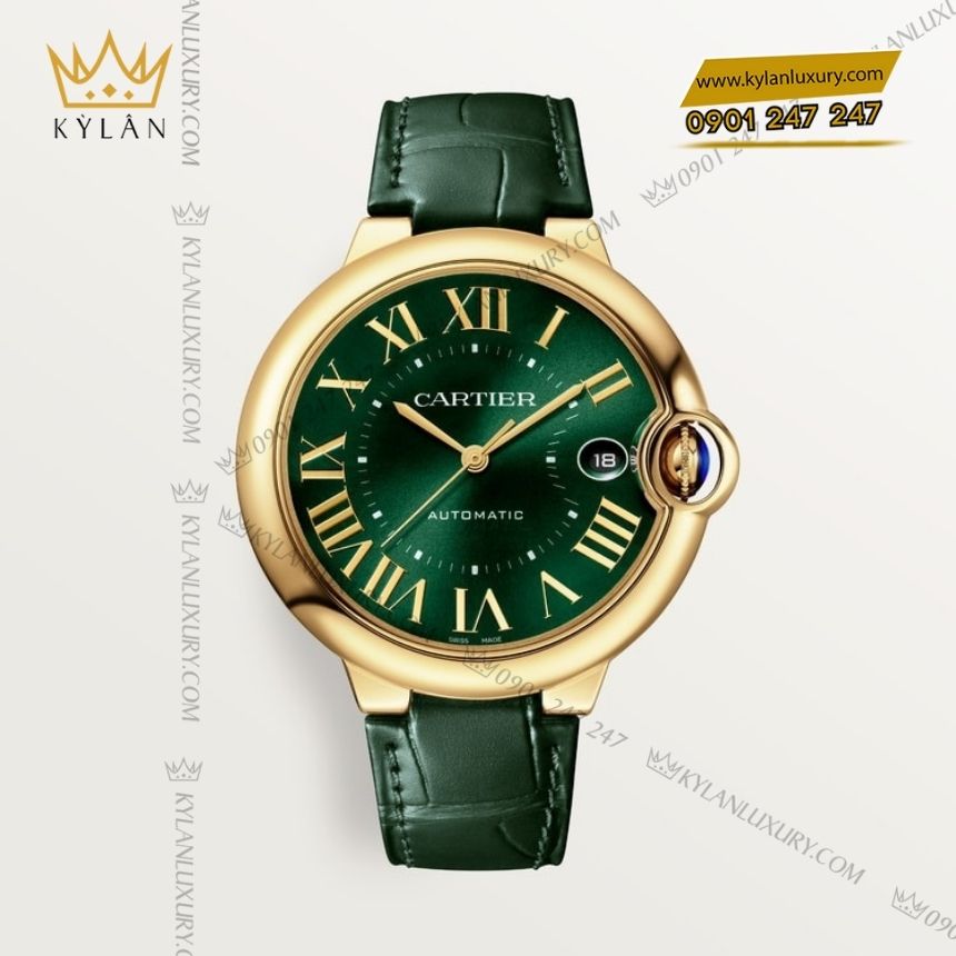 Kỳ Lân Luxury ballon bleu de cartier 40mm vang vang xanh la crwgbb0062 5 Đồng hồ Cartier Ballon Bleu vàng vàng xanh lá CRWGBB0062