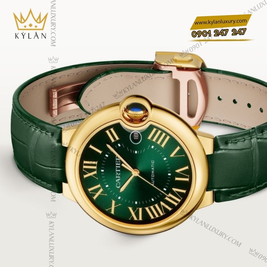 Kỳ Lân Luxury ballon bleu de cartier 40mm vang vang xanh la crwgbb0062 7 Đồng hồ Cartier Ballon Bleu vàng vàng xanh lá CRWGBB0062
