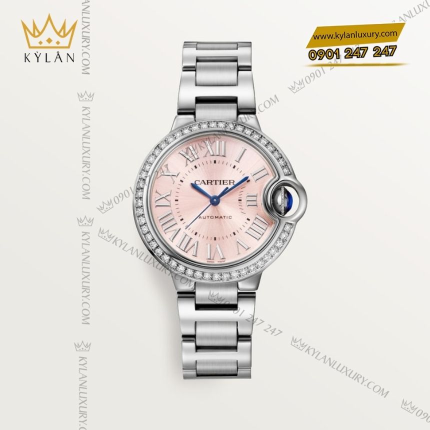 Kỳ Lân Luxury cartier ballon bleu 33mm mat so hong w4bb0037 3 Đồng hồ Cartier Ballon Bleu hồng vành kim 33mm W4BB0037