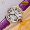 Đồng hồ Cartier Ballon Bleu tím vàng hồng WJBB0009