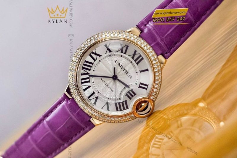 Đồng hồ Cartier Ballon Bleu tím vàng hồng WJBB0009