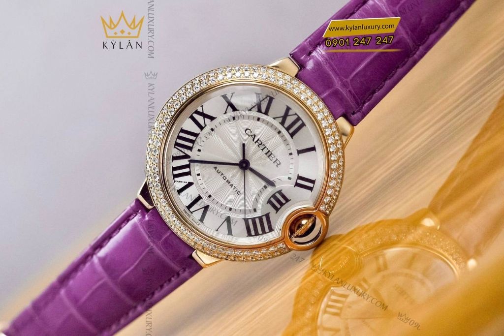 Kỳ Lân Luxury cartier ballon bleu tim wjbb0009 2 Đồng hồ Cartier Ballon Bleu tím vàng hồng WJBB0009
