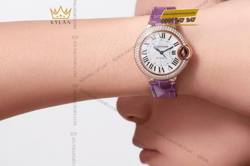 Đồng hồ Cartier Ballon Bleu tím vàng hồng WJBB0009