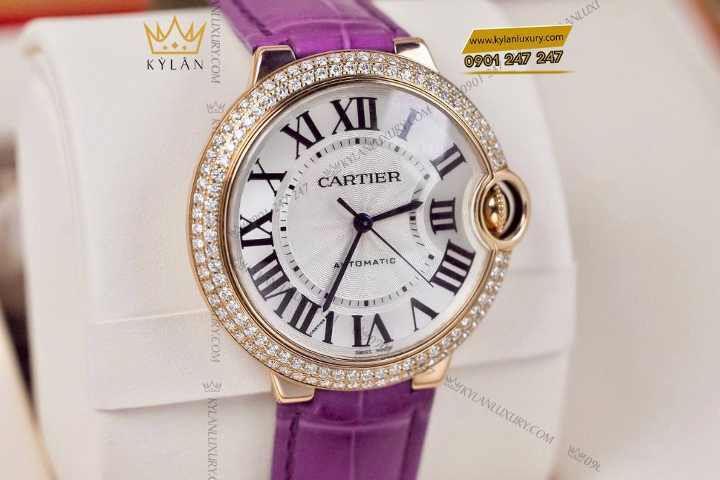 Kỳ Lân Luxury cartier ballon bleu tim wjbb0009 4 Đồng hồ Cartier Ballon Bleu tím vàng hồng WJBB0009