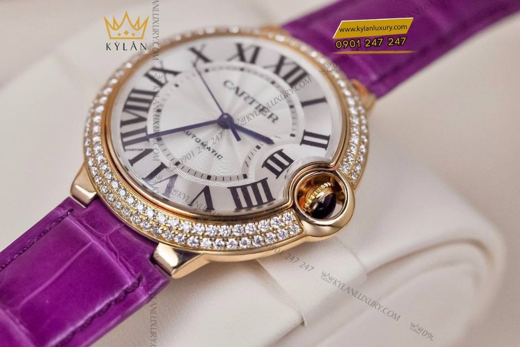 Kỳ Lân Luxury cartier ballon bleu tim wjbb0009 5 Đồng hồ Cartier Ballon Bleu tím vàng hồng WJBB0009