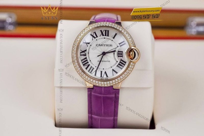 Đồng hồ Cartier Ballon Bleu tím vàng hồng WJBB0009