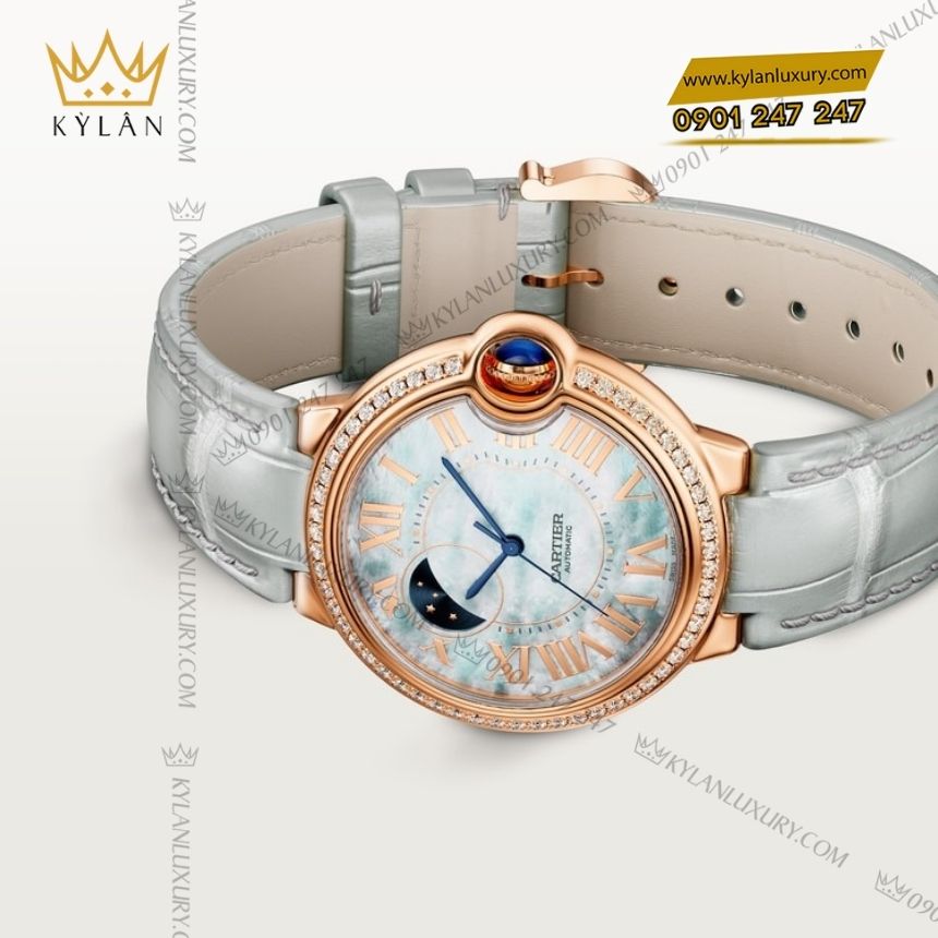 Kỳ Lân Luxury cartier ballon bleu vang hong crwjb0086 6 Đồng hồ Cartier Ballon Bleu vàng hồng xà cừ CRWJBB0086