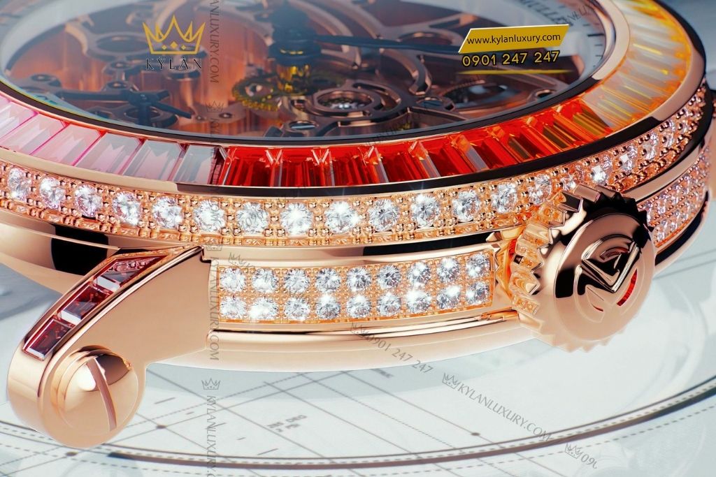 Kỳ Lân Luxury franck muller round skeleton baguette rainbow 31mm 7 Đồng hồ Franck Muller Round Skeleton Baguette Rainbow