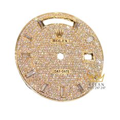 Mặt đồng hồ Rolex Day-Date vàng vàng custom kim cương