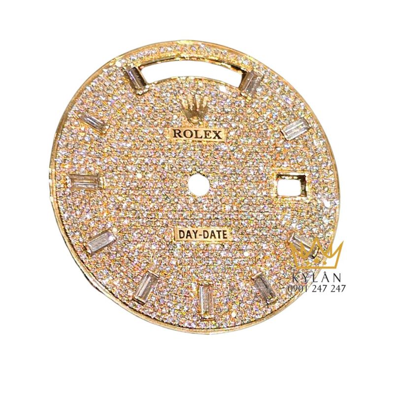 Mặt đồng hồ Rolex Day-Date vàng vàng custom kim cương