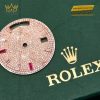 Mặt đồng hồ Rolex Day Date vàng hồng custom kim cương & Ruby