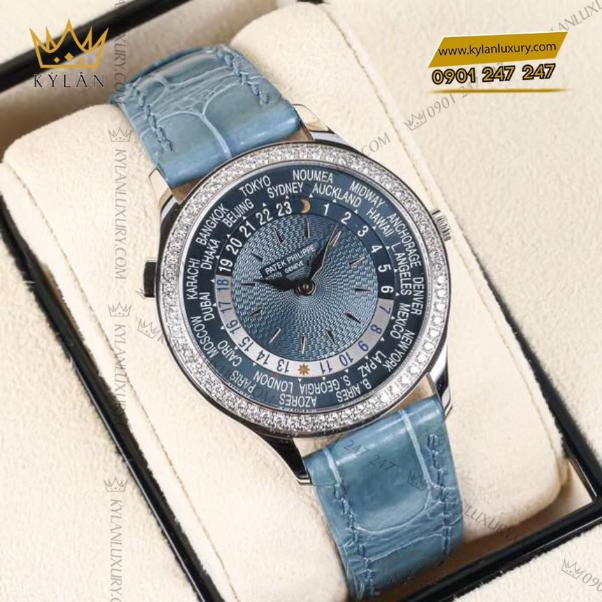 Kỳ Lân Luxury patek philippe complications world time 7130g 016 3 Đồng hồ Patek Philippe Complications mặt xanh xám vành kim 7130G-016