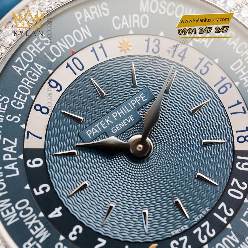 Kỳ Lân Luxury patek philippe complications world time 7130g 016 6 Đồng hồ Patek Philippe Complications mặt xanh xám vành kim 7130G-016
