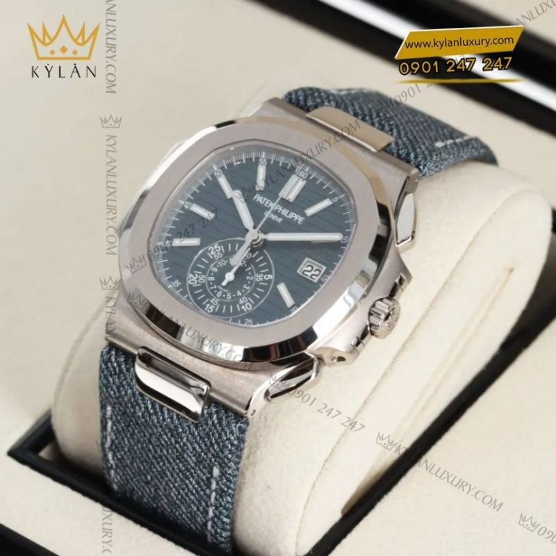 Đồng hồ Patek Philippe Nautilus vàng trắng xanh xám 5980/60G-001