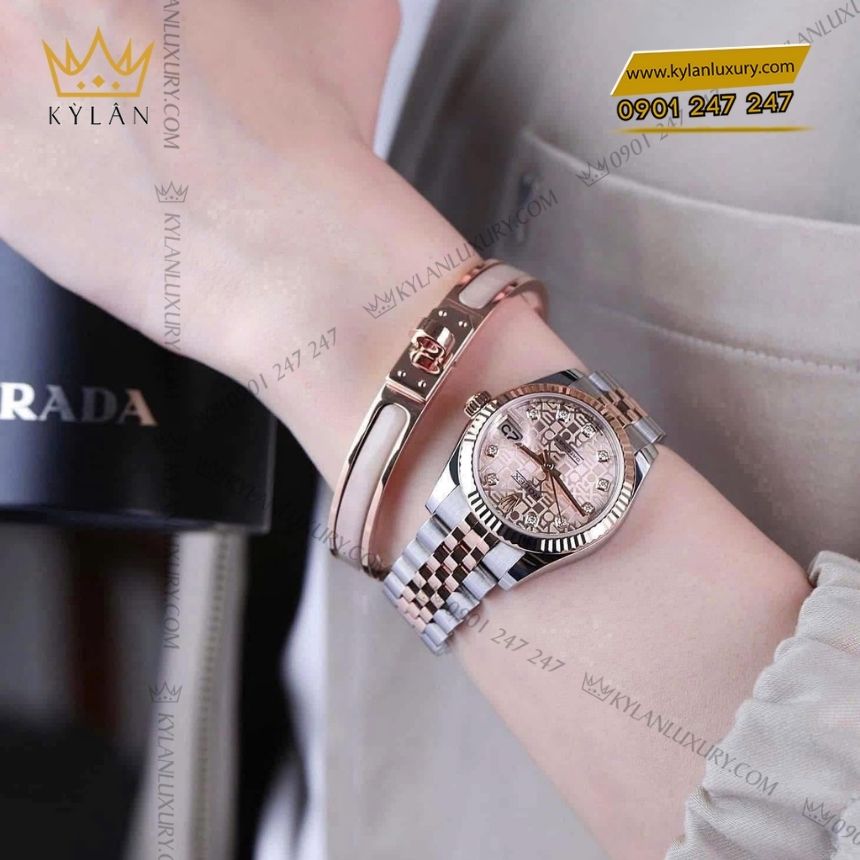 Kỳ Lân Luxury rolex datejust 31 178271 demi vang hong 2 Đồng hồ Rolex Datejust 31 mặt vi tính hồng 178271