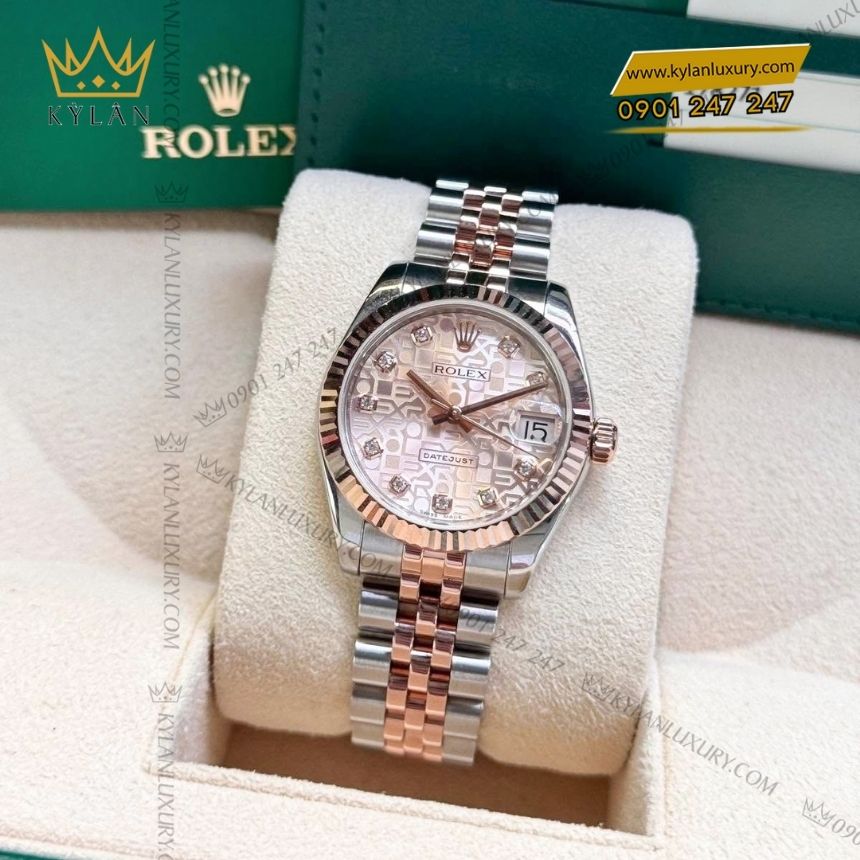 Kỳ Lân Luxury rolex datejust 31 178271 demi vang hong 4 Đồng hồ Rolex Datejust 31 mặt vi tính hồng 178271