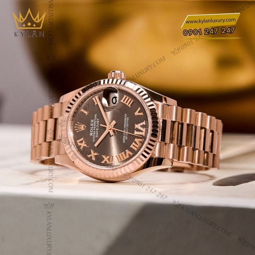 Kỳ Lân Luxury rolex datejust 31 chocolate 278275 0025 3 Đồng hồ Rolex Datejust 31 vàng hồng chocolate 278275-0025