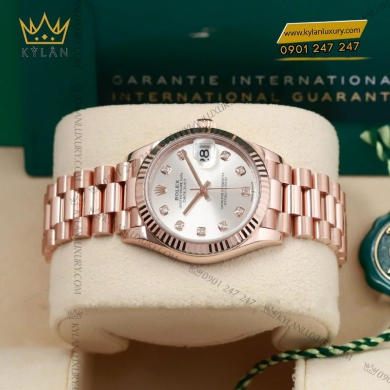 Đồng hồ Rolex Datejust 31 vàng hồng mặt số bạc 278275-0039