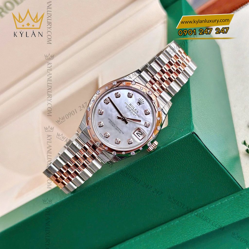 Kỳ Lân Luxury rolex datejust 31 xa cu 278341rbr 0026 3 Đồng hồ Rolex Datejust 31 vàng hồng xà cừ 278341RBR-0026