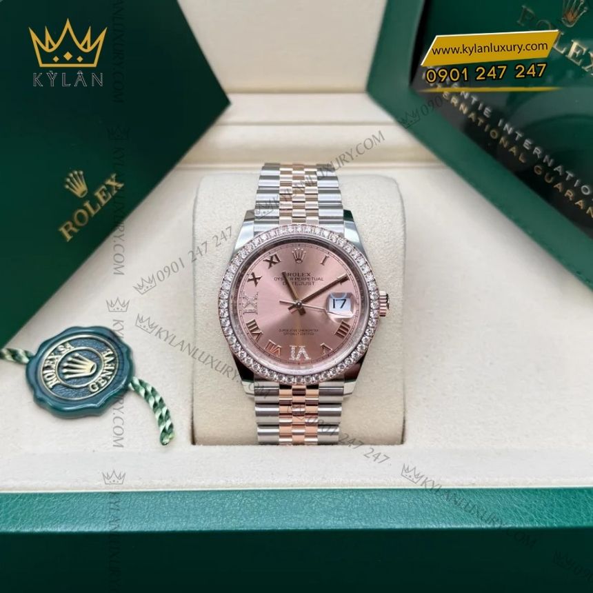 Kỳ Lân Luxury rolex datejust 36 126281rbr 0015 5 Đồng hồ Rolex Datejust 36 hồng kim cương 126281RBR-0015