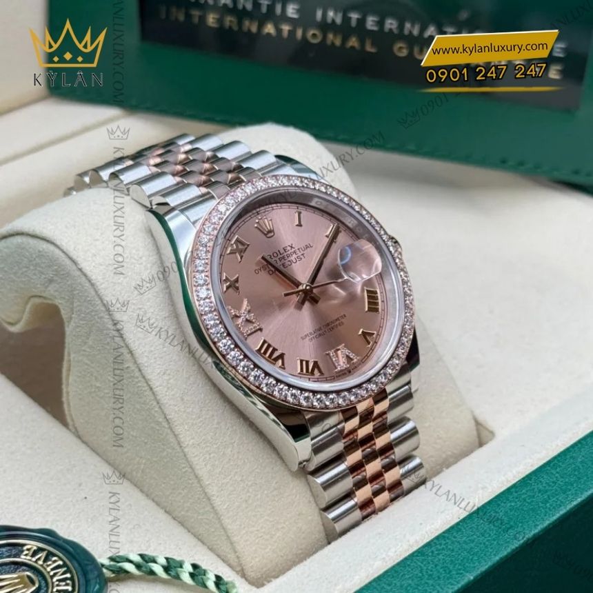 Kỳ Lân Luxury rolex datejust 36 126281rbr 0015 7 Đồng hồ Rolex Datejust 36 hồng kim cương 126281RBR-0015