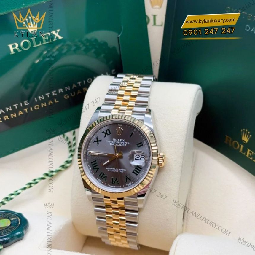 Kỳ Lân Luxury rolex datejust 36 demi la ma 126233 0035 11 Đồng hồ Rolex Datejust 36 demi xám La Mã 126233-0035