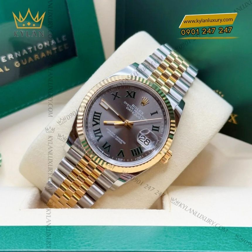 Kỳ Lân Luxury rolex datejust 36 demi la ma 126233 0035 7 Đồng hồ Rolex Datejust 36 demi xám La Mã 126233-0035