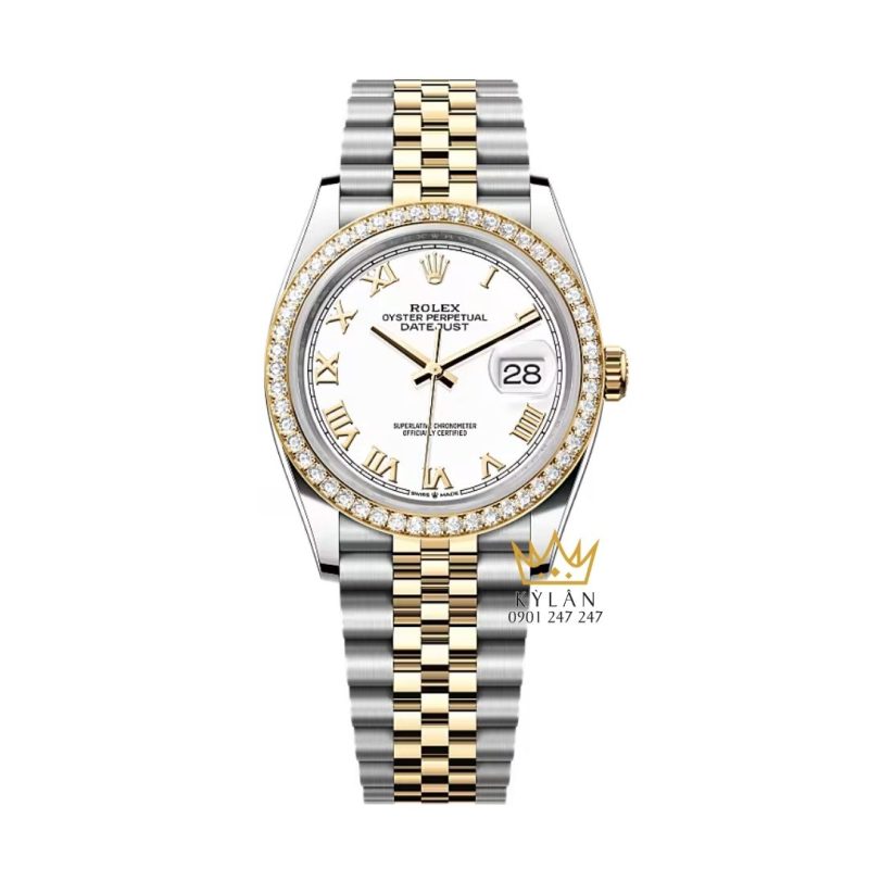 Đồng hồ Rolex Datejust 36 demi La Mã vành kim 126283RBR-0015