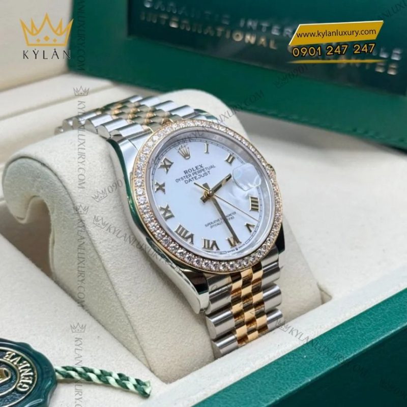 Đồng hồ Rolex Datejust 36 demi La Mã vành kim 126283RBR-0015