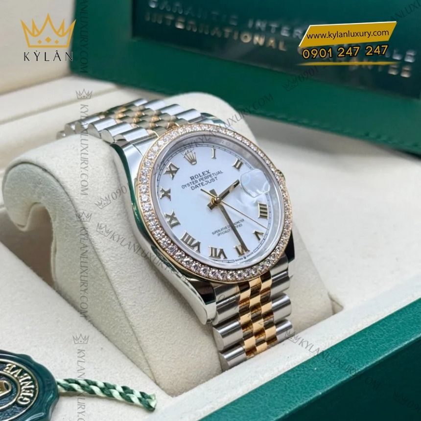 Kỳ Lân Luxury rolex datejust 36 demi la ma 126283rbr 0015 2 Đồng hồ Rolex Datejust 36 demi La Mã vành kim 126283RBR-0015
