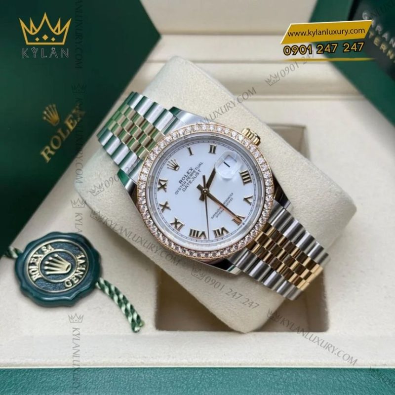 Đồng hồ Rolex Datejust 36 demi La Mã vành kim 126283RBR-0015