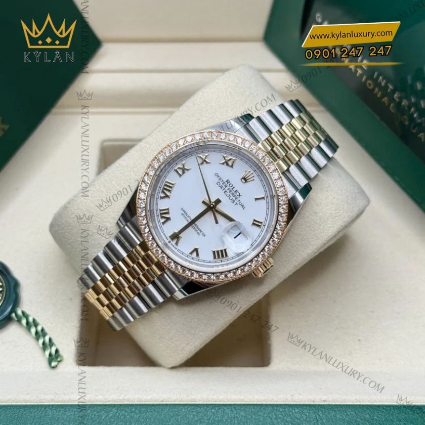 Kỳ Lân Luxury rolex datejust 36 demi la ma 126283rbr 0015 5 Đồng hồ Rolex Datejust 36 demi La Mã vành kim 126283RBR-0015