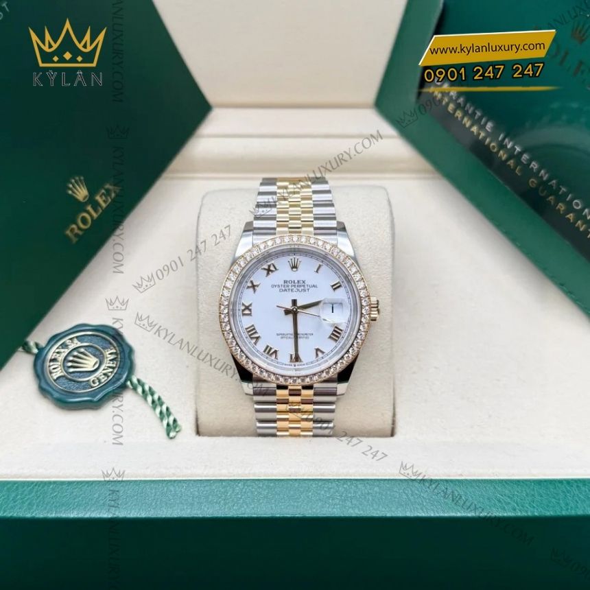 Kỳ Lân Luxury rolex datejust 36 demi la ma 126283rbr 0015 9 Đồng hồ Rolex Datejust 36 demi La Mã vành kim 126283RBR-0015