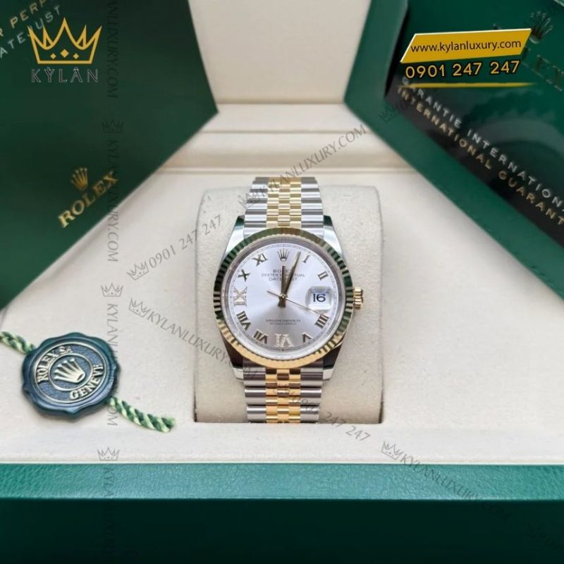 Đồng hồ Rolex Datejust 36 demi mặt số bạc 126233-0031