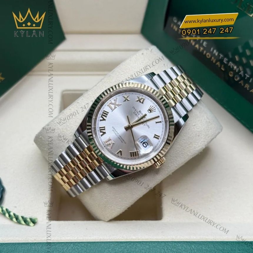 Kỳ Lân Luxury rolex datejust 36 demi mat so bac 126233 0031 3 Đồng hồ Rolex Datejust 36 demi mặt số bạc 126233-0031
