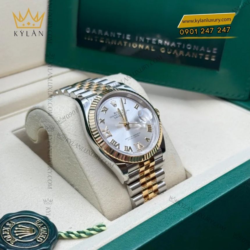 Kỳ Lân Luxury rolex datejust 36 demi mat so bac 126233 0031 4 Đồng hồ Rolex Datejust 36 demi mặt số bạc 126233-0031