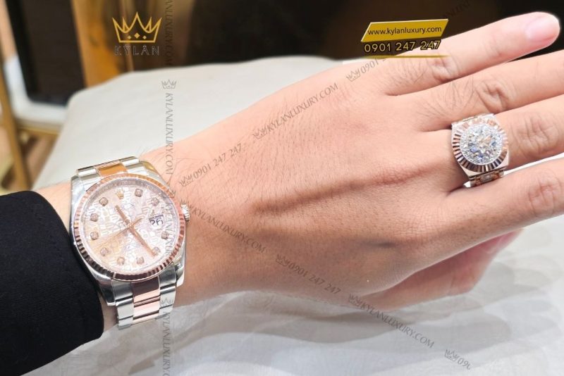 Đồng hồ Rolex Datejust 36 demi vàng hồng vi tính 126231