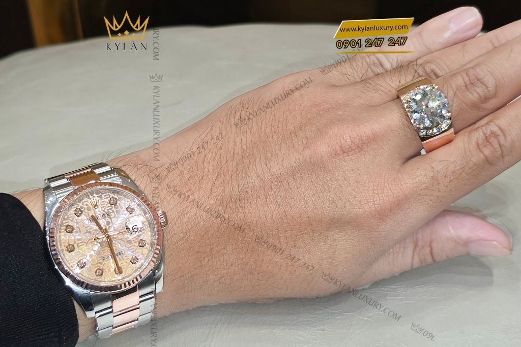 Kỳ Lân Luxury rolex datejust 36 demi vang hong vi tinh 126231 11 2 Đồng hồ Rolex Datejust 36 demi vàng hồng vi tính 126231