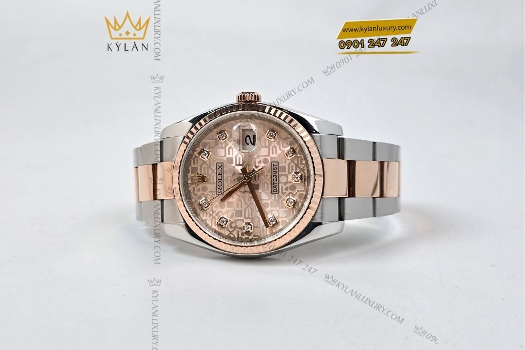 Kỳ Lân Luxury rolex datejust 36 demi vang hong vi tinh 126231 11 Đồng hồ Rolex Datejust 36 demi vàng hồng vi tính 126231