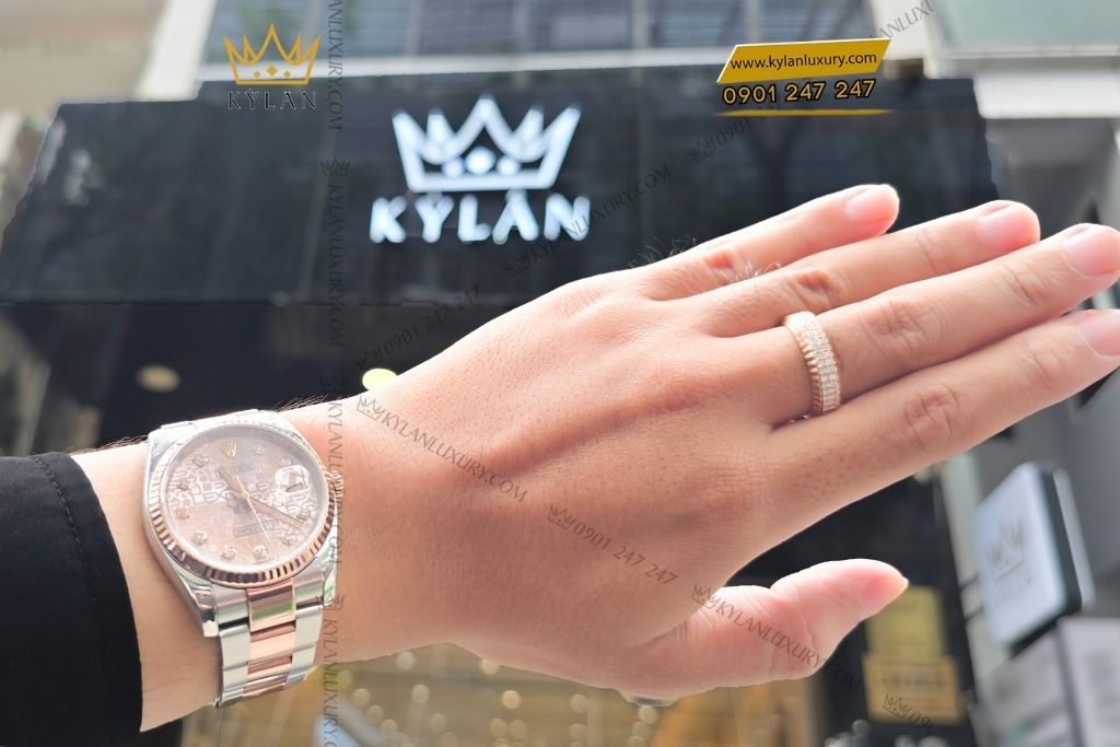 Kỳ Lân Luxury rolex datejust 36 demi vang hong vi tinh 126231 12 2 Đồng hồ Rolex Datejust 36 demi vàng hồng vi tính 126231