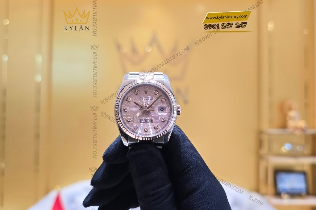 Kỳ Lân Luxury rolex datejust 36 demi vang hong vi tinh 126231 13 1 Đồng hồ Rolex Datejust 36 demi vàng hồng vi tính 126231