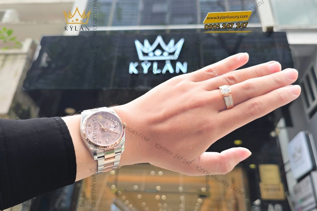 Kỳ Lân Luxury rolex datejust 36 demi vang hong vi tinh 126231 13 2 Đồng hồ Rolex Datejust 36 demi vàng hồng vi tính 126231