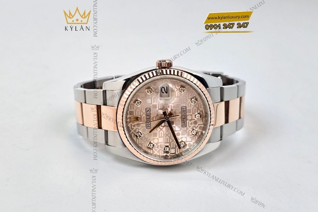 Kỳ Lân Luxury rolex datejust 36 demi vang hong vi tinh 126231 13 Đồng hồ Rolex Datejust 36 demi vàng hồng vi tính 126231