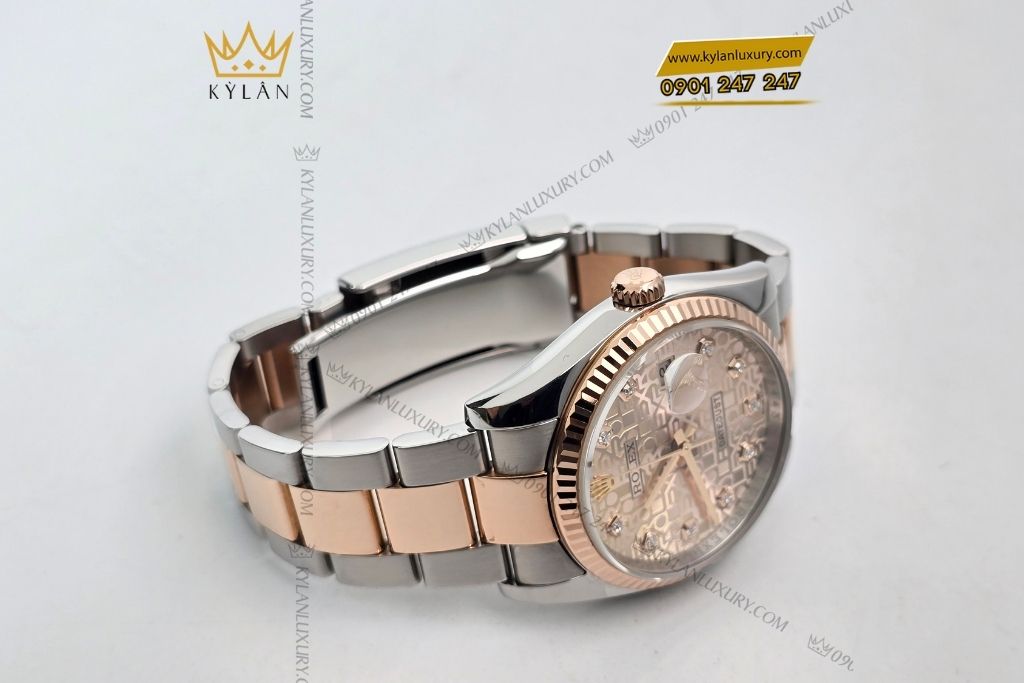 Kỳ Lân Luxury rolex datejust 36 demi vang hong vi tinh 126231 7 Đồng hồ Rolex Datejust 36 demi vàng hồng vi tính 126231