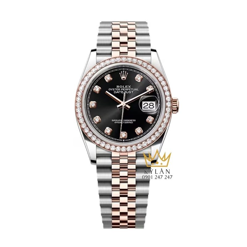 Đồng hồ Rolex Datejust 36 đen vành kim 126281RBR-0007