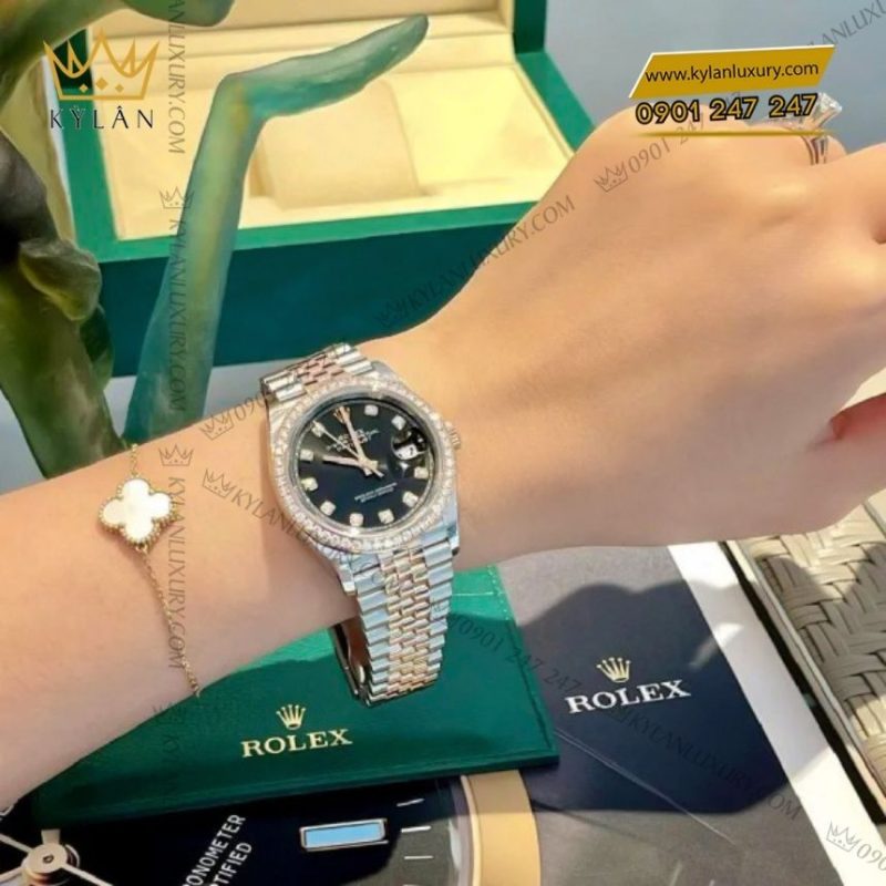 Đồng hồ Rolex Datejust 36 đen vành kim 126281RBR-0007