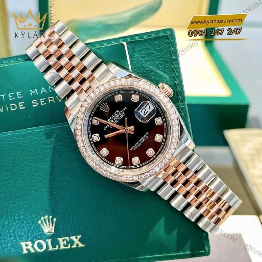 Kỳ Lân Luxury rolex datejust 36 den vanh kim 126281rbr 0007 12 Đồng hồ Rolex Datejust 36 đen vành kim 126281RBR-0007