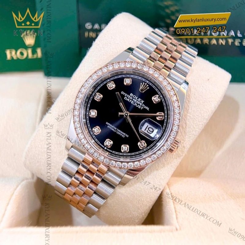 Đồng hồ Rolex Datejust 36 đen vành kim 126281RBR-0007